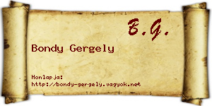 Bondy Gergely névjegykártya